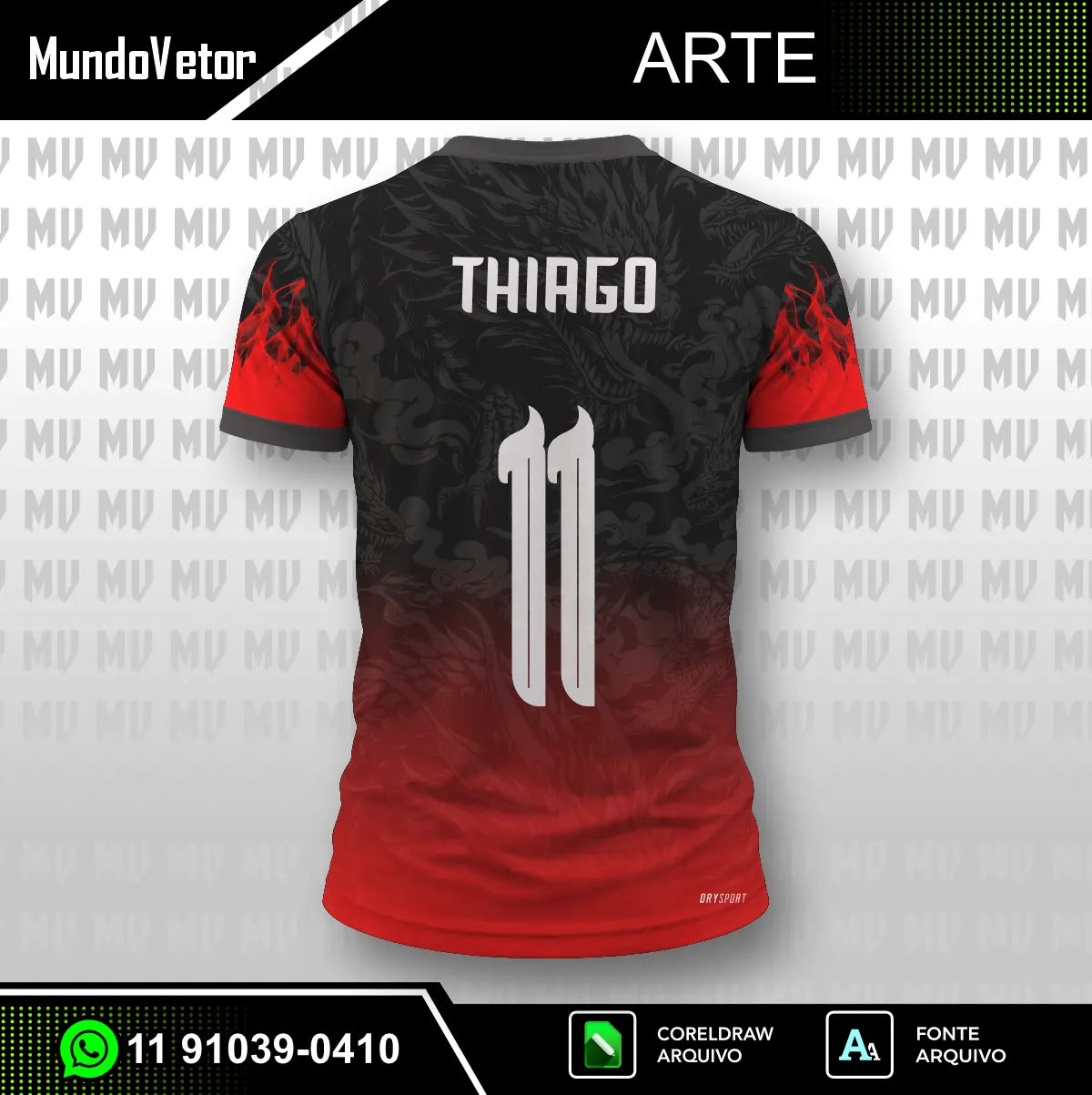 Arte Camisa Interclasse Dragão Vermelho
