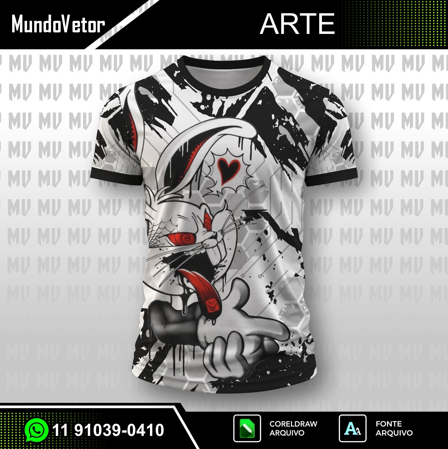 Arte Digital Camisa Interclasse Pernalonga Dark Grafite