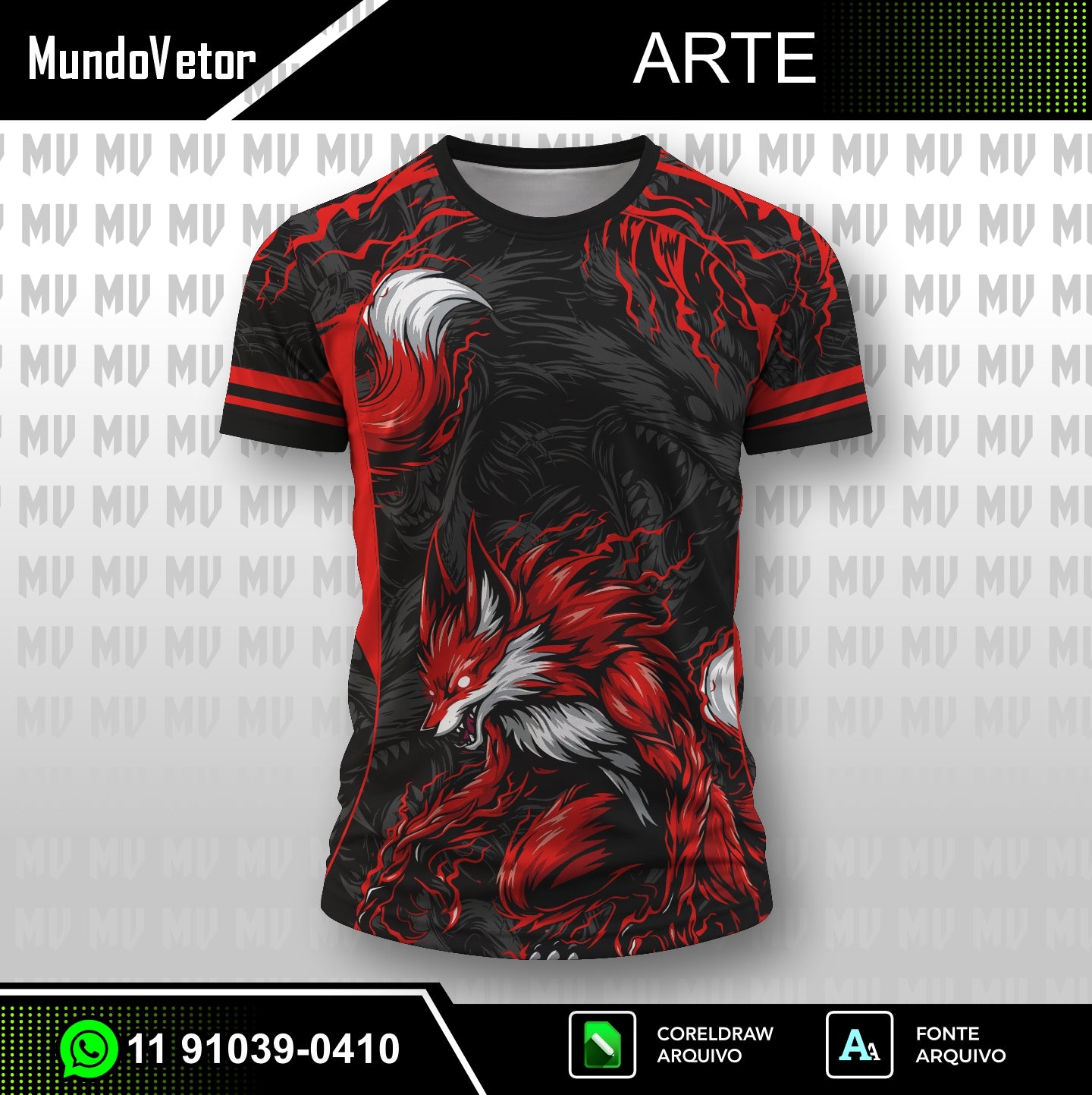 Arte Digital Camisa Interclasse Lobo Red