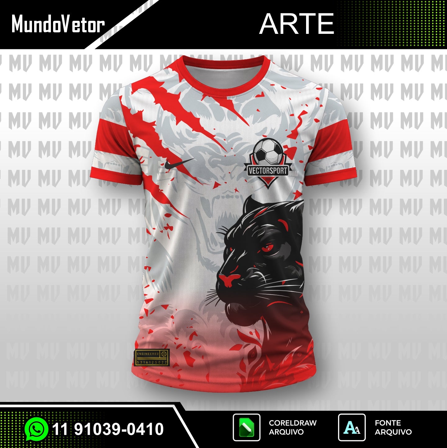 Arte Digital Camisa Interclasse Pantera Vermelha