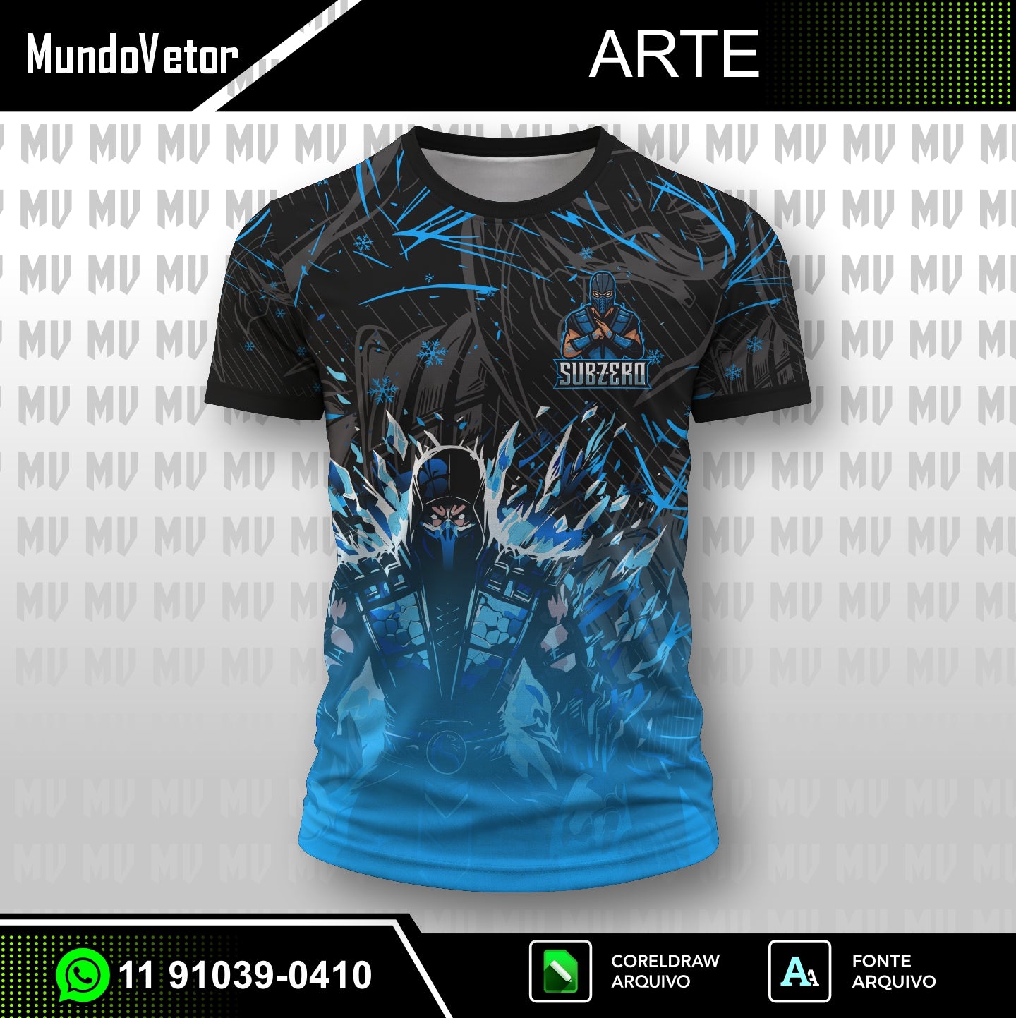 Arte Digital Camisa Interclasse SubZero Mortal Kombat