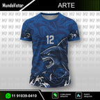 arte digital vetor camisa estampa tubarão azul