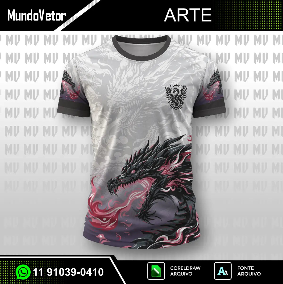 Arte Digital Vetor camisa interclasse nono ano terceirão dragão fogo