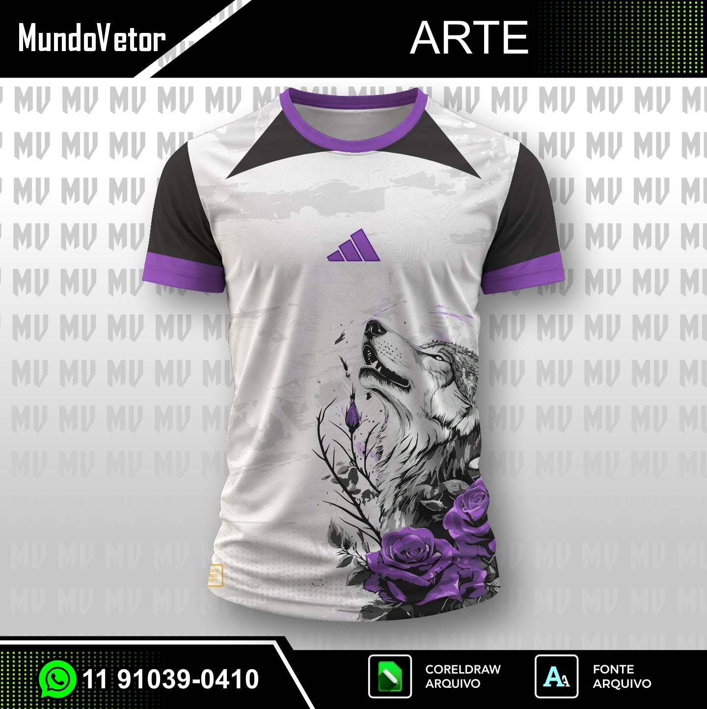 Arte Digital Camisa Interclasse Lobo Uivante