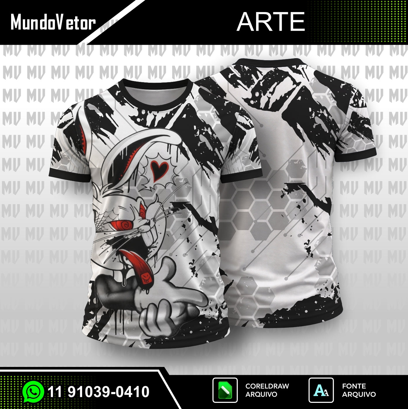 Arte Digital Camisa Interclasse Pernalonga Dark Grafite