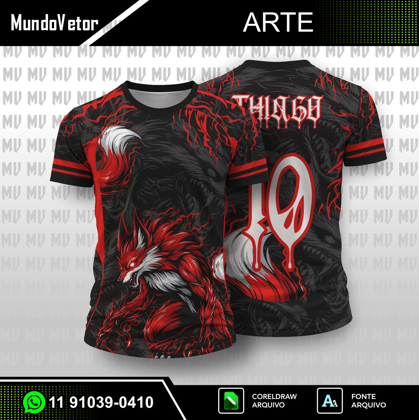 Arte Digital Camisa Interclasse Lobo Red