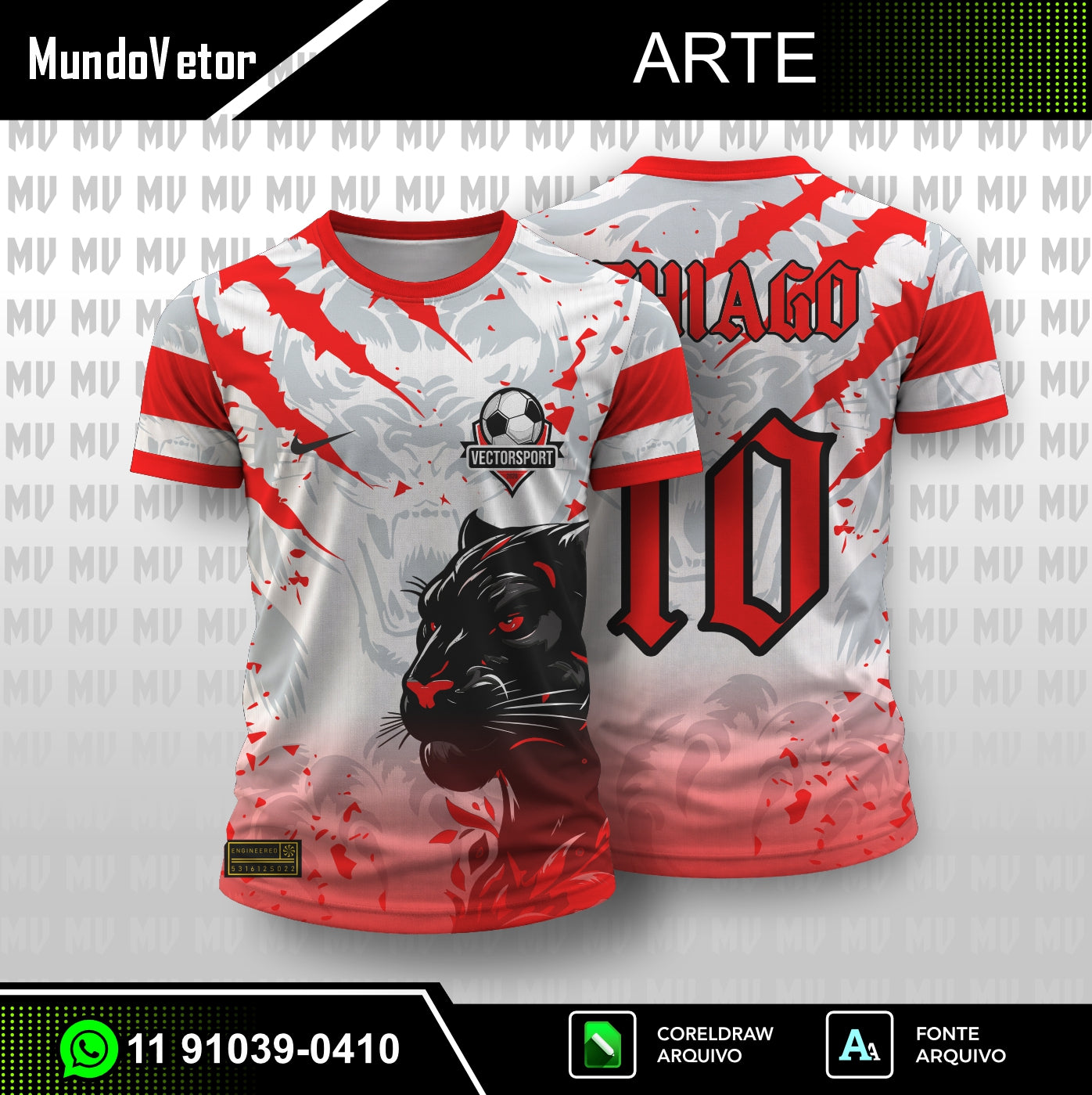 Arte Digital Camisa Interclasse Pantera Vermelha