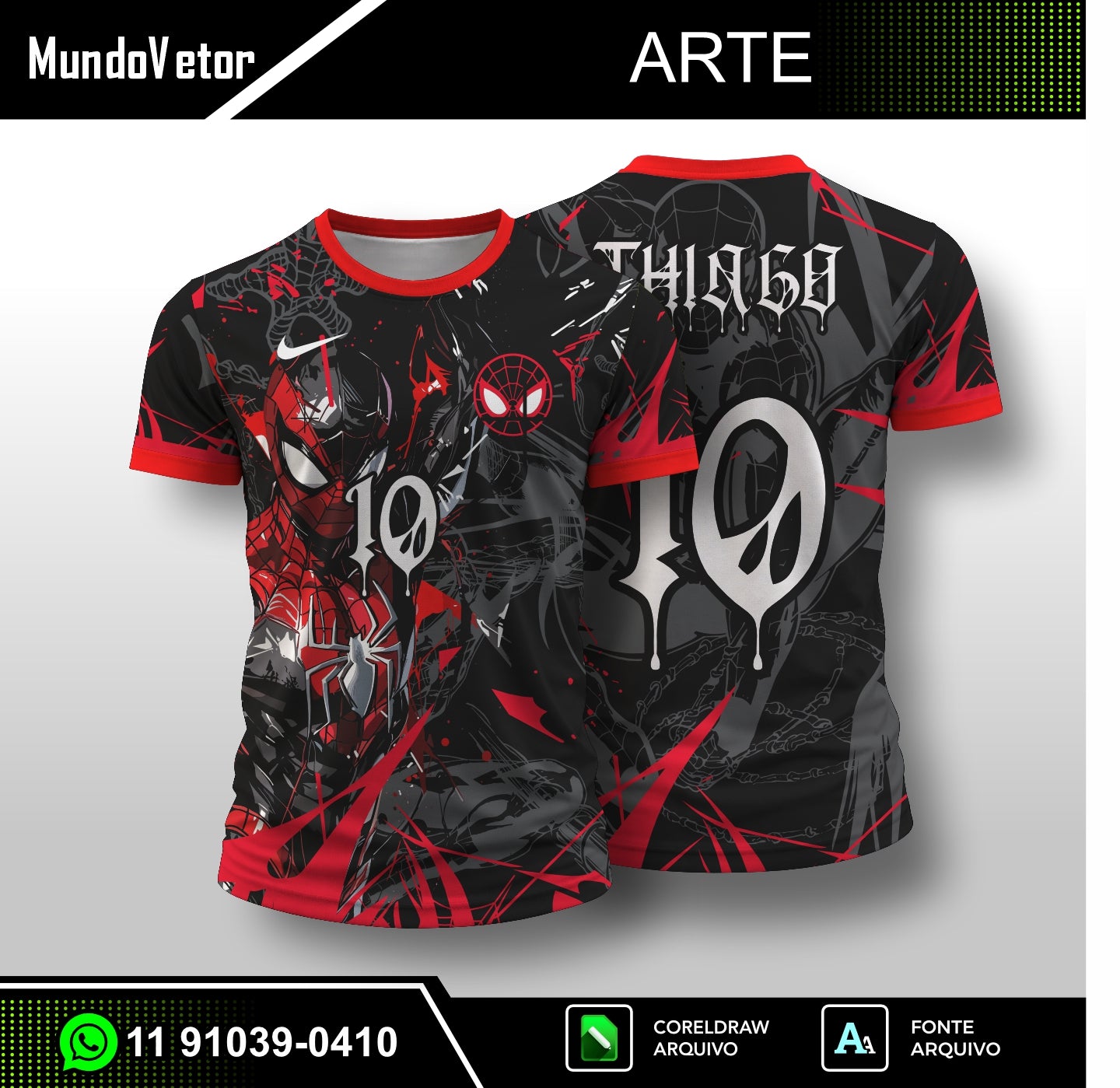 Arte Digital Camisa Interclasse Black Spider