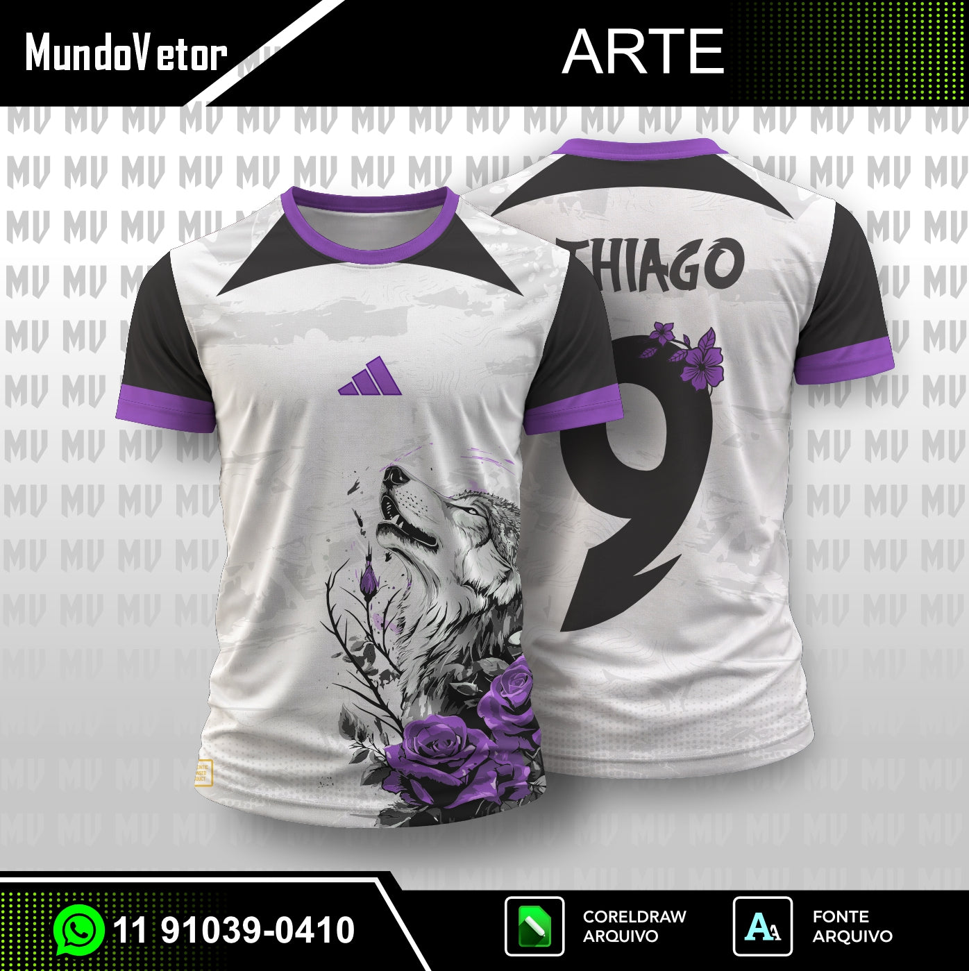 Arte Digital Camisa Interclasse Lobo Uivante