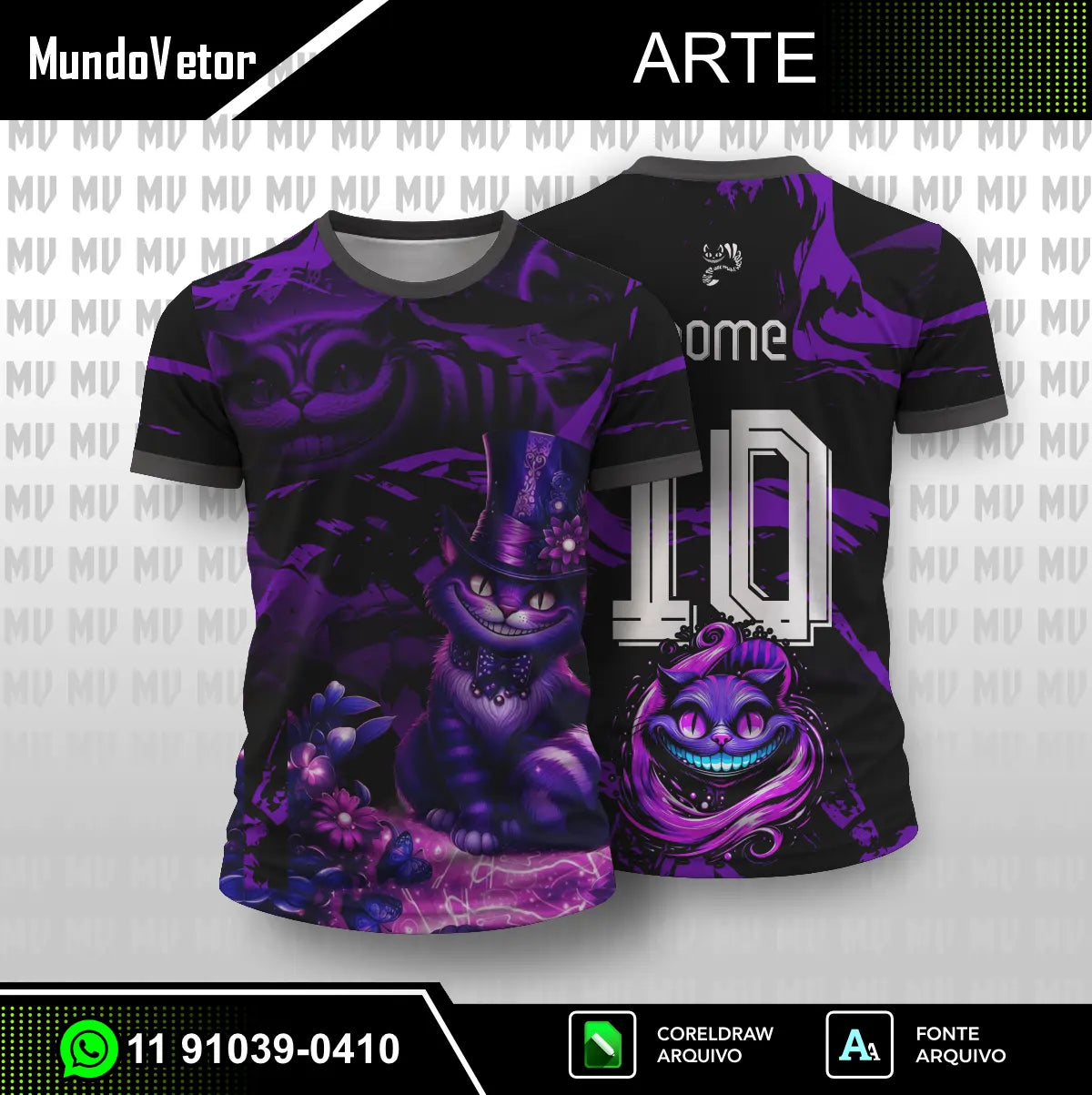 Arte Camisa Interclasse Gato de Cheshire