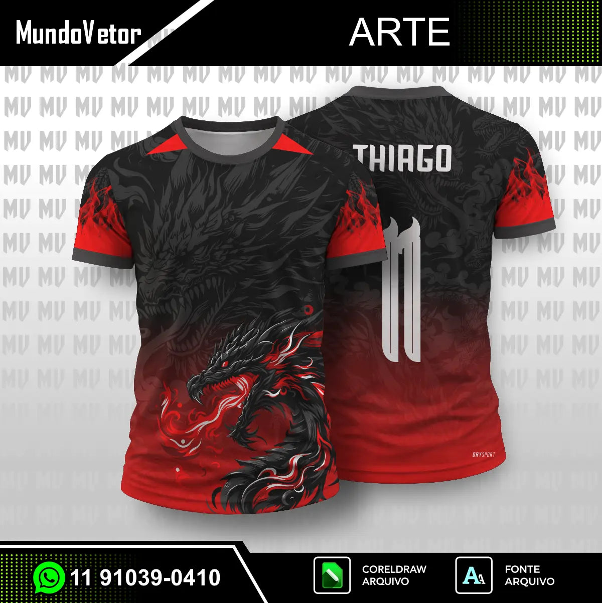 Arte Camisa Interclasse Dragão Vermelho