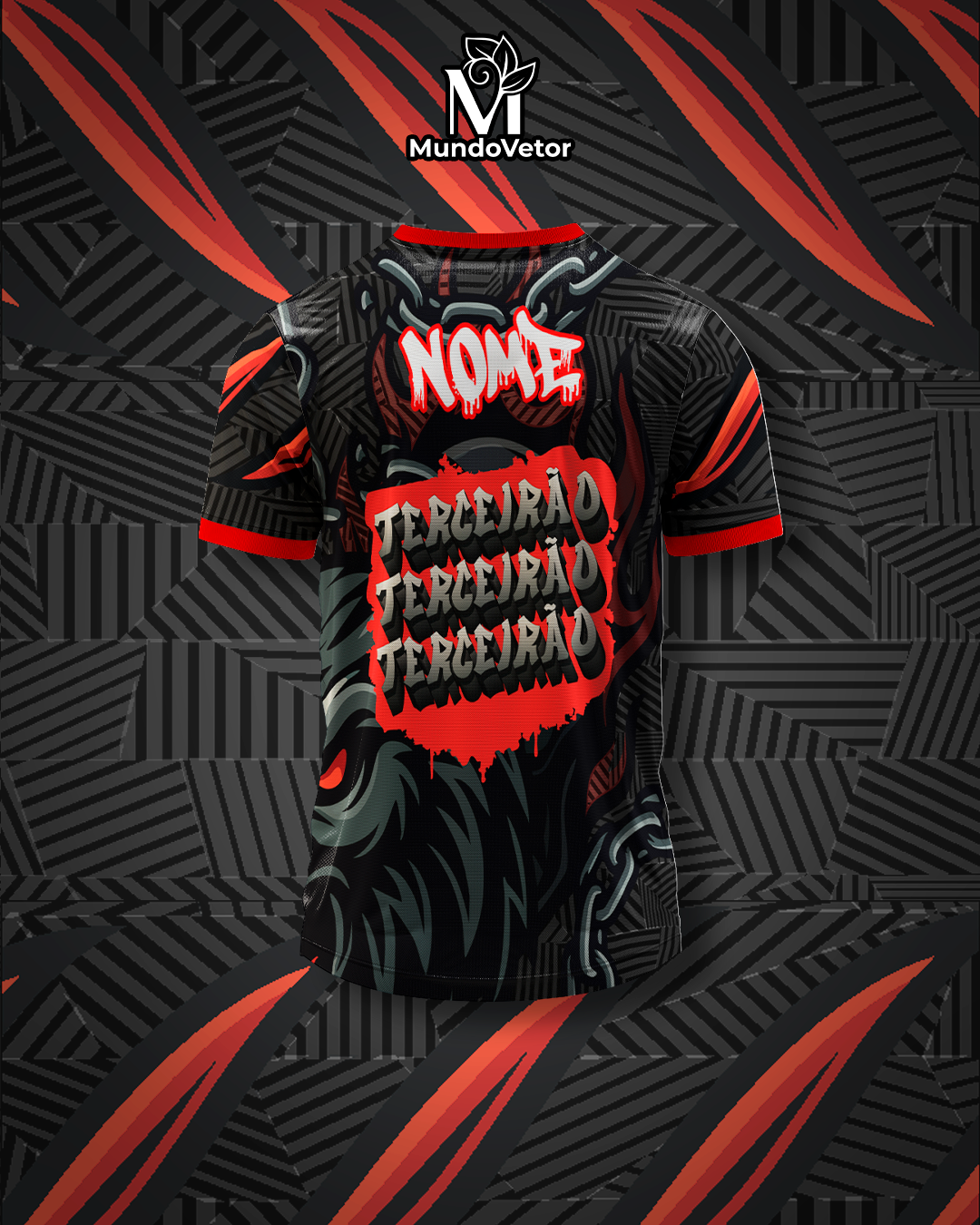 Arte Digital Camiseta Terceirão Caveiras e Lobo