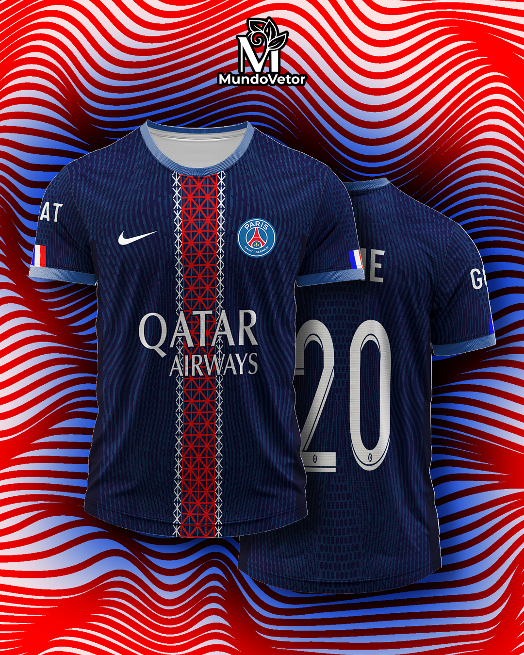 arte cdr psg camisa esportiva editável