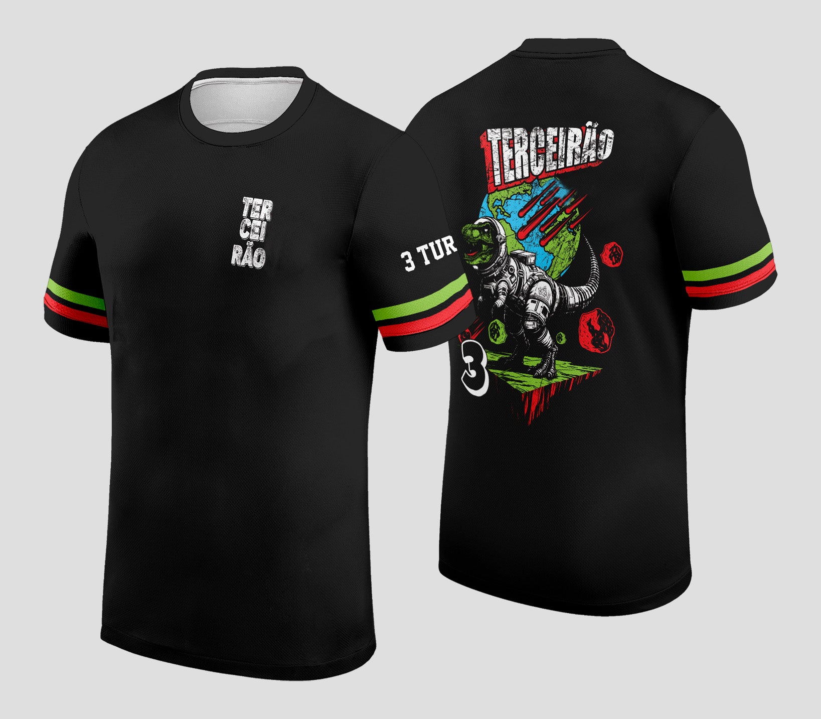 Arte Digital Camisa Terceirao T Rex Astronauta