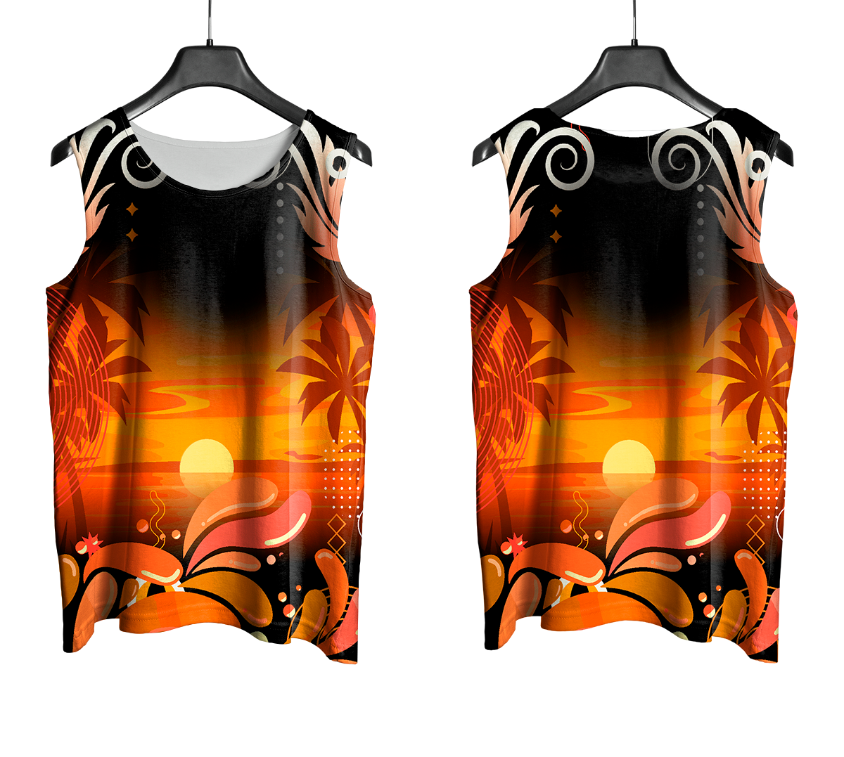 Mockup frente e costas do abada Carnaval 2026 Por do Sol em fundo neutro