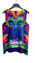 Mockup costas do abada Carnaval 2026 Máscara com design vetorizado profissional.