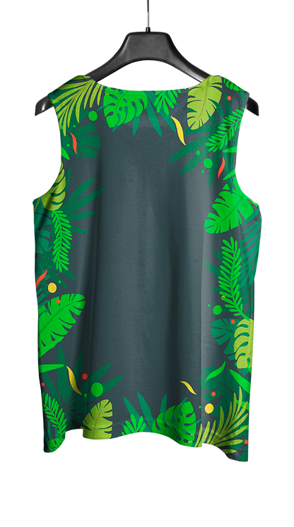 Arte Vetor Abadá Carnaval 2026 Fundo Verde e Folhas Verdes - Mockup Costas