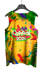 Arte Vetor Abadá Carnaval 2026 Amarelo e Fitas Vermelhas - Mockup Costas