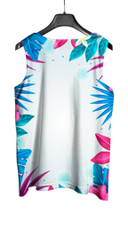 Mockup costas do abada Carnaval 2026 Folhas e Flores com design vetorizado profissional.