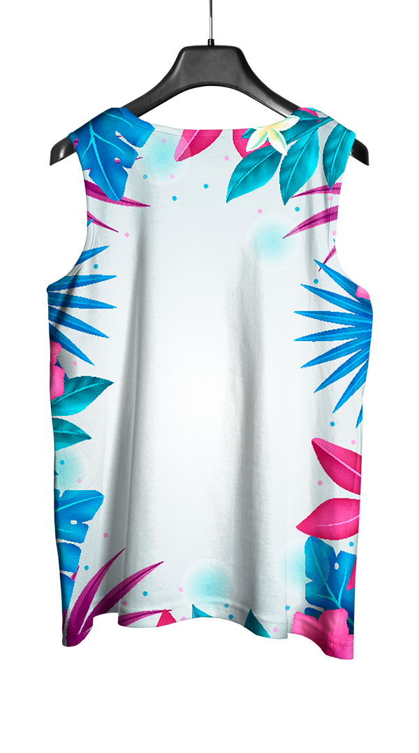 Mockup costas do abada Carnaval 2026 Folhas e Flores com design vetorizado profissional.