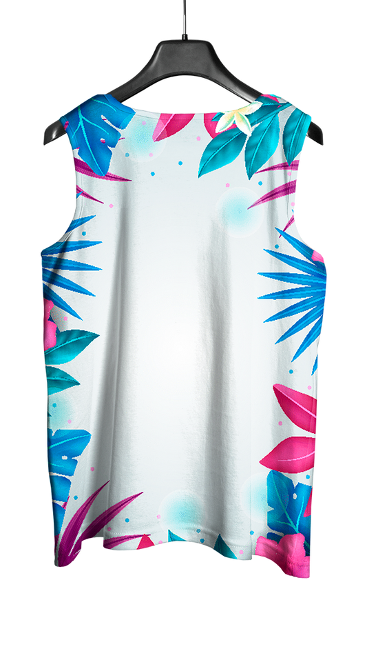 Mockup costas do abada Carnaval 2026 Folhas e Flores com design vetorizado profissional.