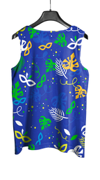 Arte Vetor Abadá Carnaval 2026 Fundo Azul e Máscaras Coloridas - Mockup Costas