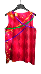 Arte Vetor Abadá Carnaval 2026 Vermelho e Colar Colorido - Mockup Costas