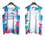 Mockup frente e costas do abada Carnaval 2026 Folhas e Flores em fundo transparente.