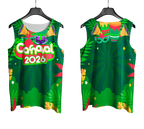 Arte Vetor Abadá Carnaval 2026 Folhas Verdes e Fundo Verde - Mockup Frente e Costas com Fundo Transparente
