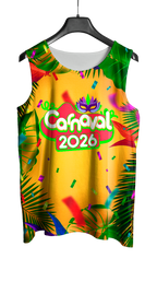 Arte Vetor Abadá Carnaval 2026 Amarelo e Fitas Vermelhas - Mockup Frente
