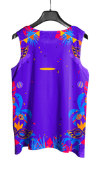 Mockup costas do abada Carnaval 2026 Máscaras e Flores com design vetorizado profissional.
