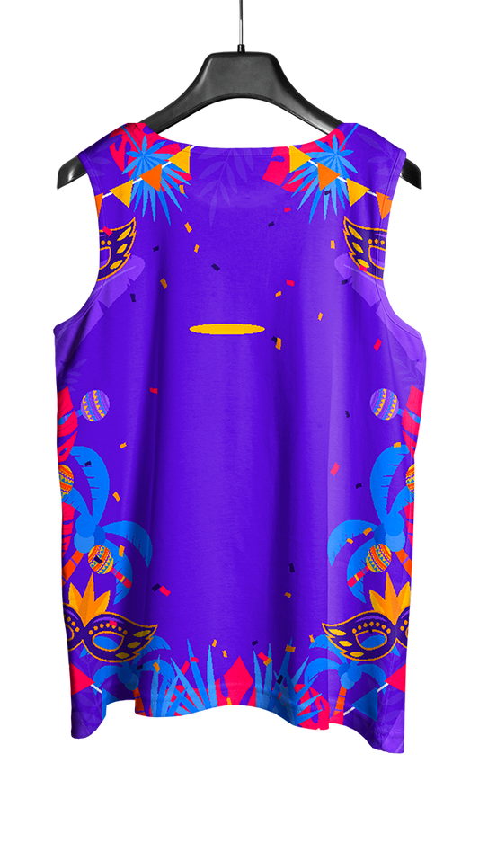 Mockup costas do abada Carnaval 2026 Máscaras e Flores com design vetorizado profissional.