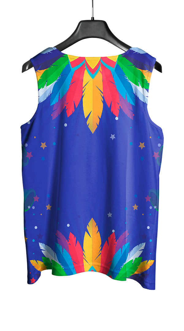 Arte Vetor Abadá Carnaval 2026 Azul com Fundo Colorido - Mockup Costas