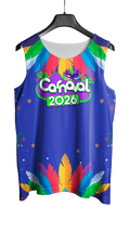 Arte Vetor Abadá Carnaval 2026 Azul com Fundo Colorido - Mockup Frente
