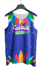 Arte Vetor Abadá Carnaval 2026 Azul com Fundo Colorido - Mockup Frente
