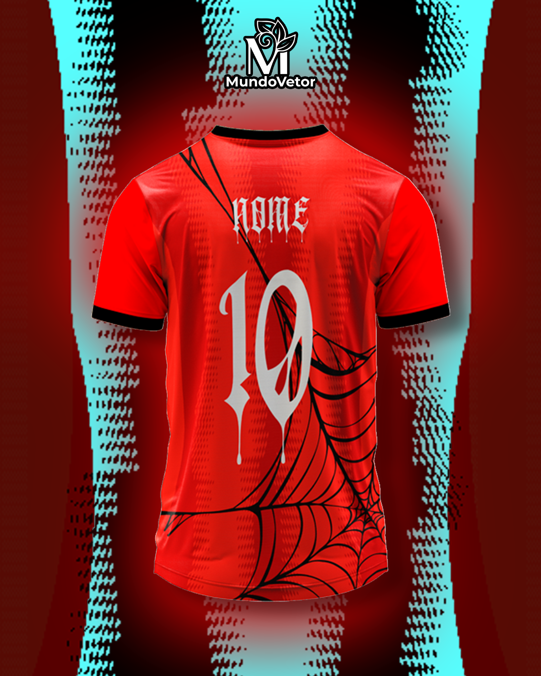 Mockup das costas com fundo estilizado – Arte Vetor Camisa Interclasse Aranha E Teia
