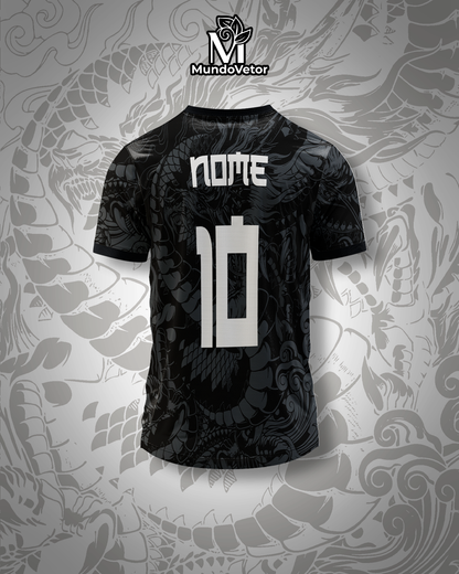 Mockup da costas com fundo estilizado – Arte Vetor Camisa Interclasse Dragao Dark