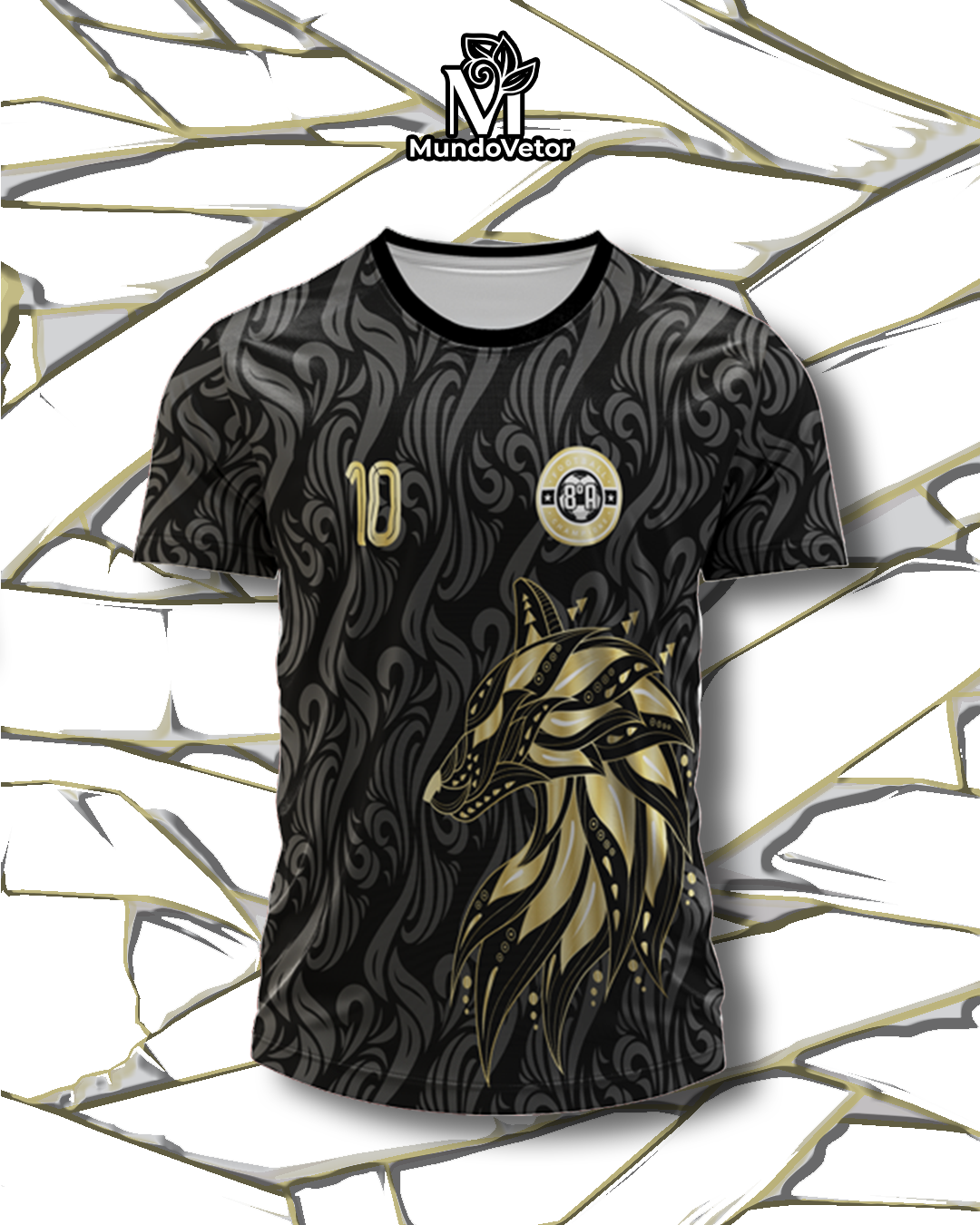 Mockup das frente com fundo estilizado – Arte Vetor Camisa Interclasse Lobo Noturno