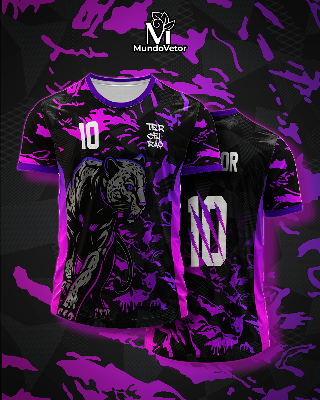 Mockup frente e costas da camisa Arte Vetor Camisa Interclasse Pantera 