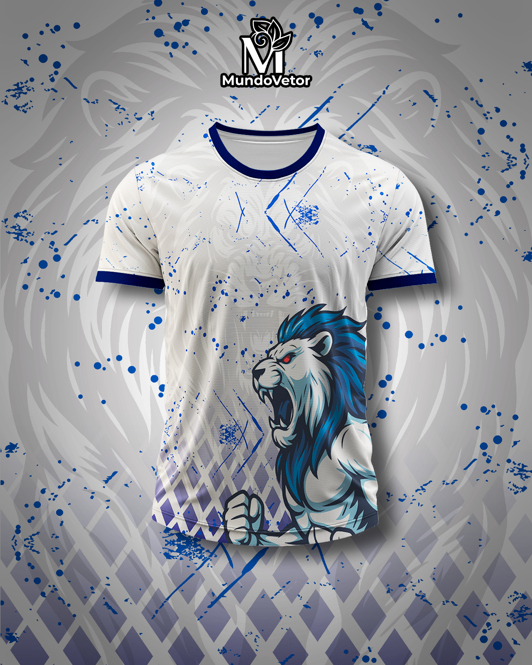 Mockup da frente com fundo estilizado – Arte Vetor Camisa Interclasse Terceirao Leao Rei Da Selva
