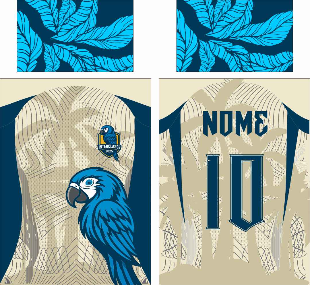 Arte Digital Camisa Interclasse Arara Azul Mascote 2026