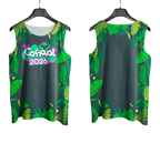 Arte Vetor Abadá Carnaval 2026 Fundo Verde e Folhas Verdes - Mockup Frente e Costas com Fundo Transparente
