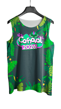 Arte Vetor Abadá Carnaval 2026 Fundo Verde e Folhas Verdes - Mockup Frente
