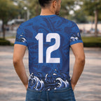 arte digital vetor camisa estampa tubarão azul