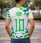 Modelo usando camisa costas arte vetor arara costas